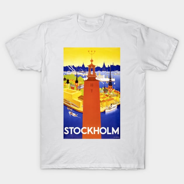 Vintage Travel Poster Stockholm Sweden T-Shirt by vintagetreasure